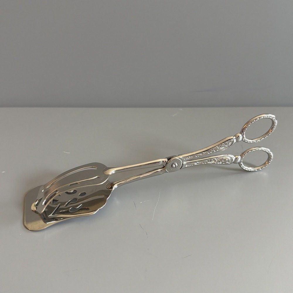 Vintage Leonard Silver Plated Serving Tongs- Scissor Style Asparagus Pastry